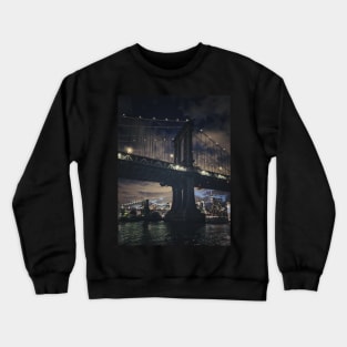 Two Bridges by Night, NYC Crewneck Sweatshirt